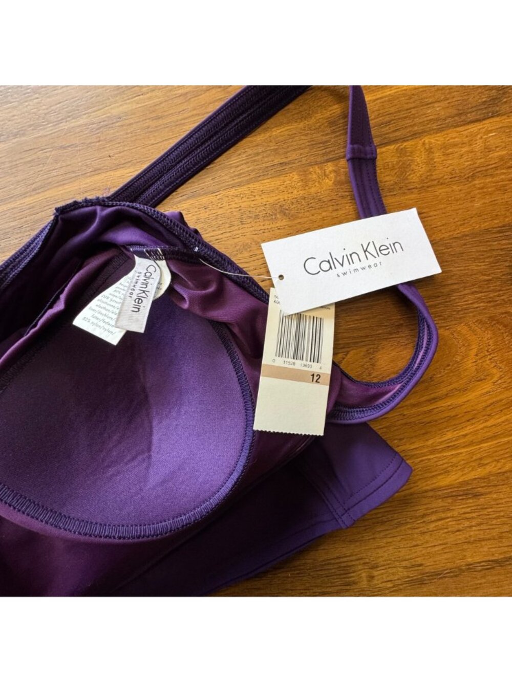 CALVIN KLEIN Tankini Swimsuit Set Womens 12 NEW Purple Two Piece Tank Bikini NWT - Picture 9 of 14